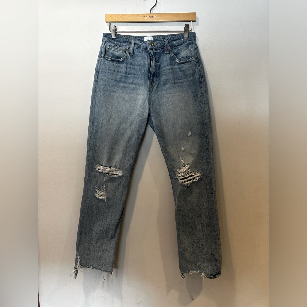 Jonathan Simkhai Women's High Rise Cropped Distressed Hem Jeans